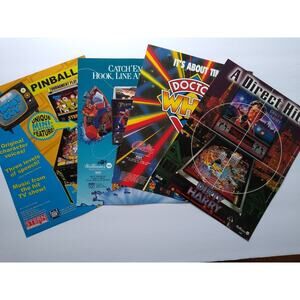 Pinball FLYERS Lot Of 4 Family Guy Fish Tales Doctor Who Dirty Harry NOS Artwork